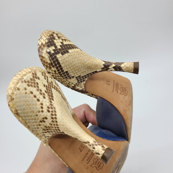Pedro Morales Snake Print Leather Heel Slip-on Sandals - Picture 6 of 13